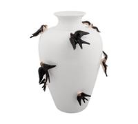 PRIMAVERA - Vase décoratif céramique blanche à motif oiseaux Blanc