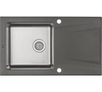 Prime Évier 1 bac en granit et acier avec égouttoir 86x50 cm anthracite ZSR_T113