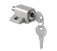 PRIME-LINE U 9861 Verrou de porte coulissante à enfoncer avec finition en aluminium, à clé, moulé sous pression, plaqué zinc, 4,5 cm