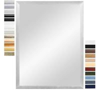 PrimeLuxe Miroir Mural 45 x 61 cm (Dimensions extérieures) en Alu-Criss-Cross | Couleur et Taille sélectionnables | Miroir Salle de Bain et Couloir | avec Cadre en Bois