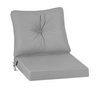 PRIMEPATIO Coussin de chaise d'extérieur 50 x 50 cm, en mousse avec liens | Coussin de jardin imperméable gris clair avec rembourrage en mousse douce, idéal pour chaises de jardin en rotin
