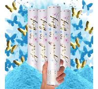 PrimePure Canon Confettis Gender Reveal - Poudre Biodegradables Fumigène & Canon a Confettis Papillon - Bleu, Lot de 4 - Fumigene Gender Reveal pour Annonce Sexes Bébé Garçon, Revelation Sex Bebe