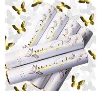 PrimePure Canon Confettis Papillon Blancs et Dorés - Lot de 6 - Canon a Confettis pour Mariages, Anniversaire, Fete - Party Poppers Confetti Mariage Fiançailles Cotillons