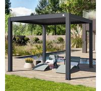 PRIMEYARD 3x3m Pergola anthracite, lames en anthracite orientables - (400125)