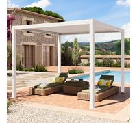 PRIMEYARD 3x3m Pergola blanc, lames blanc orientables - (400105)