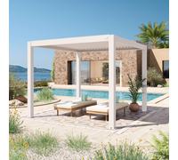 PRIMEYARD 3x3m Pergola blanc, lames blanc orientables - (400114)