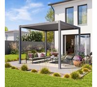 PRIMEYARD 3x3m Pergola gris-perle, lames gris-perle orientables - (400104)