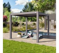PRIMEYARD 3x3m Pergola gris-perle, lames gris-perle orientables - (400113)
