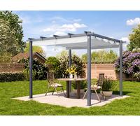 PRIMEYARD 3x3m Pergola gris-perle, toile d'ombrage gris perle - (400100)