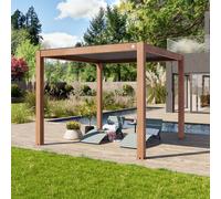 PRIMEYARD 3x3m Pergola imitation bois, lames gris-perle orientables - (400115)