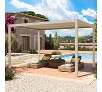 PRIMEYARD 3x4m Pergola beige, lames en beige orientables - (400148)