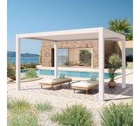 PRIMEYARD 3x4m Pergola blanc, lames blanc orientables - (400117)
