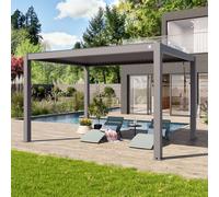 PRIMEYARD 3x4m Pergola gris-perle, lames gris-perle orientables - (400116)