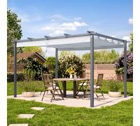 PRIMEYARD 3x4m Pergola gris-perle, toile d'ombrage gris perle - (400102)