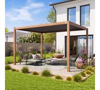 PRIMEYARD 3x4m Pergola imitation bois, lames gris-perle orientables - (400109)