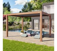 PRIMEYARD 3x4m Pergola imitation bois, lames gris-perle orientables - (400118)