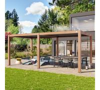 PRIMEYARD 3x6m Pergola imitation bois, lames gris-perle orientables - (400121)