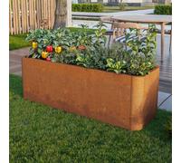 PRIMEYARD Design 120 x 40 x 40 cm Carré potager surélevé, acier corten, aspect rouille, fond perforé inclus - (GFPV01071)