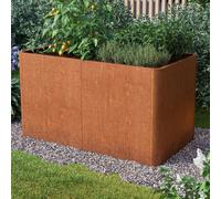 PRIMEYARD Design 146 x 80 x 60 cm Carré potager surélevé, acier corten, aspect rouille, fond perforé inclus - (GFPV00826)