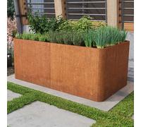 PRIMEYARD Design 146 x 80 x 80 cm Carré potager surélevé, acier corten, aspect rouille, fond perforé inclus - (GFPV00828)