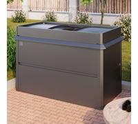 PRIMEYARD Design 150 x 85 x 77 cm Carré potager surélevé, acier, anthracite métallisé, inclus une mini serre et une protection anti-limaces - (GFPV00782)