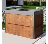 PRIMEYARD Design 150 x 85 x 77 cm Carré potager surélevé, acier corten, aspect rouille, inclus une mini serre - (GFPV00793)