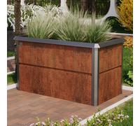 PRIMEYARD Design 150 x 85 x 77 cm Carré potager surélevé, acier corten, aspect rouille, inclus une protection anti-limaces - (GFPV00792)