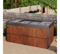 PRIMEYARD Design 200 x 100 x 77 cm Carré potager surélevé, acier corten, aspect rouille, inclus une mini serre - (GFPV00785)
