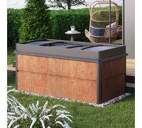 PRIMEYARD Design 200 x 100 x 77 cm Carré potager surélevé, acier corten, aspect rouille, inclus une mini serre et une protection anti-limaces - (GFPV00786)