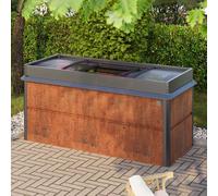 PRIMEYARD Design 200 x 85 x 77 cm Carré potager surélevé, acier corten, aspect rouille, inclus une mini serre et une protection anti-limaces - (GFPV00790)