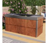 PRIMEYARD Design 200 x 85 x 77 cm Carré potager surélevé, acier corten, aspect rouille, inclus une mini serre - (GFPV00789)