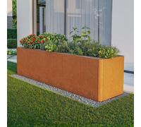 PRIMEYARD Design 300 x 80 x 80 cm Carré potager surélevé, acier corten, aspect rouille, fond perforé inclus - (GFPV01094)