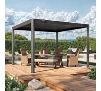 PRIMEYARD Luma 3,5x3,5m Pergola anthracite, lames en anthracite orientables - (GFPV01121)