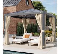 PRIMEYARD Luma 3x3 m Tonnelle de jardin, Aluminium, toit rigide, champagne - (300663)
