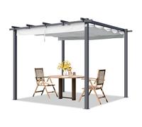 PRIMEYARD Pergola 3x3 m pavillon avec Toit rétractable Gris - Construction en Acier