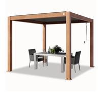 PRIMEYARD Pergola 3x3 m poteaux en aluminium aspect bois avec lames orientables en aluminium pavillon