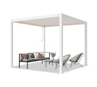 PRIMEYARD Pergola 3x3 m poteaux en Aluminium Blancs avec Lames orientables en Acier pavillon