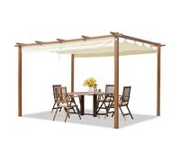 PRIMEYARD 3x4m Pergola imitation bois, toile d'ombrage champagne - (400103)