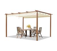 PRIMEYARD Pergola 3x4 m pavillon avec Toit rétractable - Construction en Acier Aspect Bois