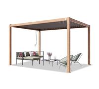 PRIMEYARD 3x4m Pergola imitation bois, lames gris-perle orientables - (400109)