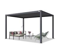 PRIMEYARD Pergola 3x4 m poteaux en Aluminium avec Lames orientables en Acier pavillon Anthracite