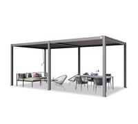 PRIMEYARD Pergola 3x6 m poteaux en Aluminium avec Lames orientables en Acier pavillon Gris