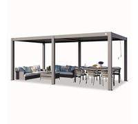 PRIMEYARD Pergola 3x6 m poteaux en Aluminium avec Lames orientables en Aluminium pavillon Gris