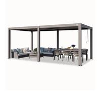 PRIMEYARD Pergola 3x6 m poteaux en aluminium avec lames orientables en aluminium pavillon gris