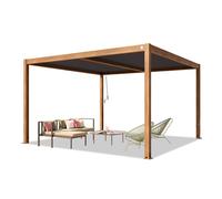 PRIMEYARD 4x4m Pergola aspect bois, lames en anthracite orientables - (400131)