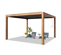 PRIMEYARD 4x4m Pergola aspect bois, lames en anthracite orientables - (400131)