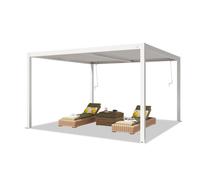PRIMEYARD 4x4m Pergola blanc, lames en blanc orientables - (400130)