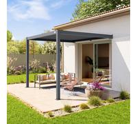 PRIMEYARD Pergola adossée 3x3 m en anthracite avec toit à lames en anthracite - (400136)