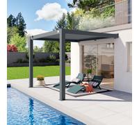PRIMEYARD Pergola adossée 3x3 m en anthracite avec toit à lames en anthracite - (400140)