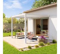PRIMEYARD Pergola adossée 3x3 m en blanc avec toit à lames en blanc - (400138)